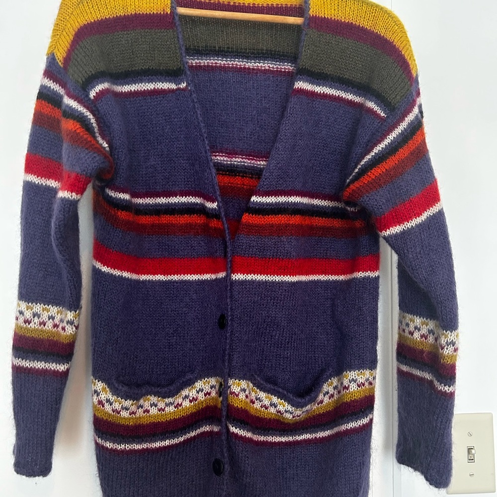 Vintage wool colorful Striped Cardigan